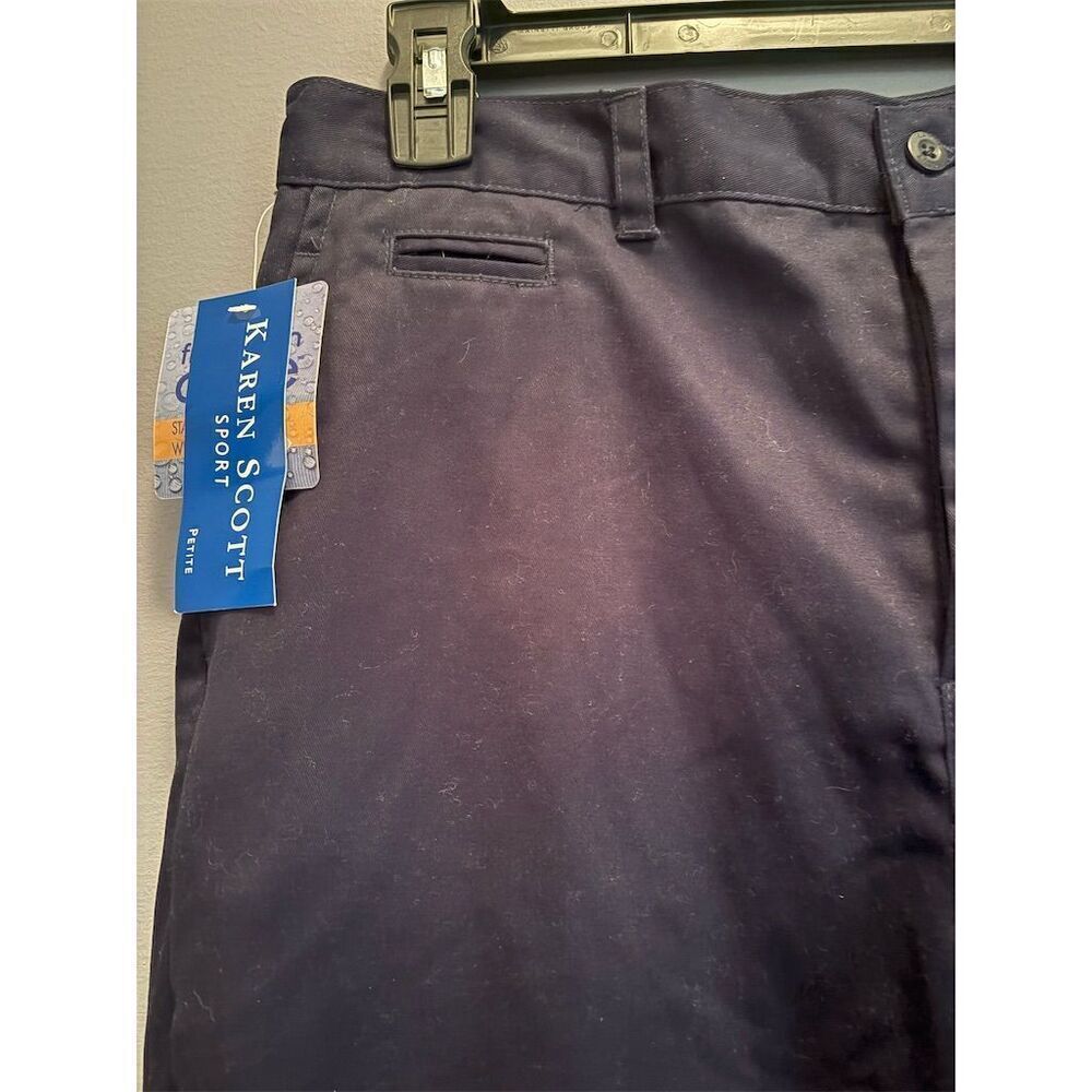 Karen Scott Women's Petite Petite Size 14P Blue Flat Front Casual Pants - Picture 2 of 10